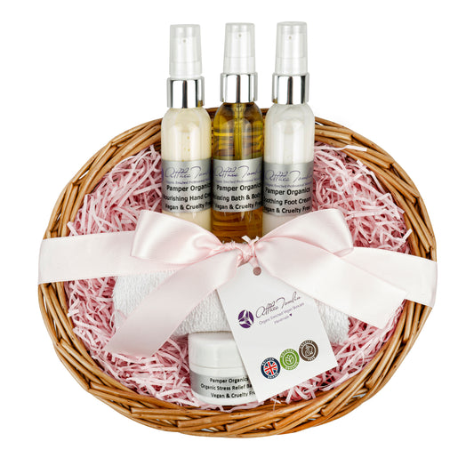 Organic Pamper Gift Set Basket for Women | Natural Skincare