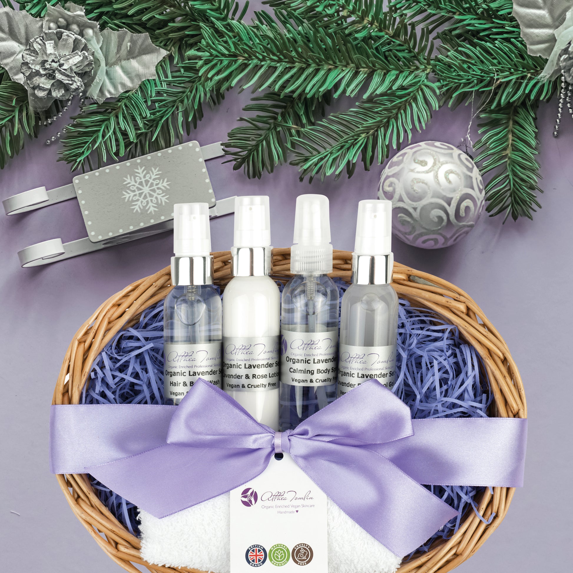 Organic Lavender Pamper Gift Basket | Relaxing Spa Set