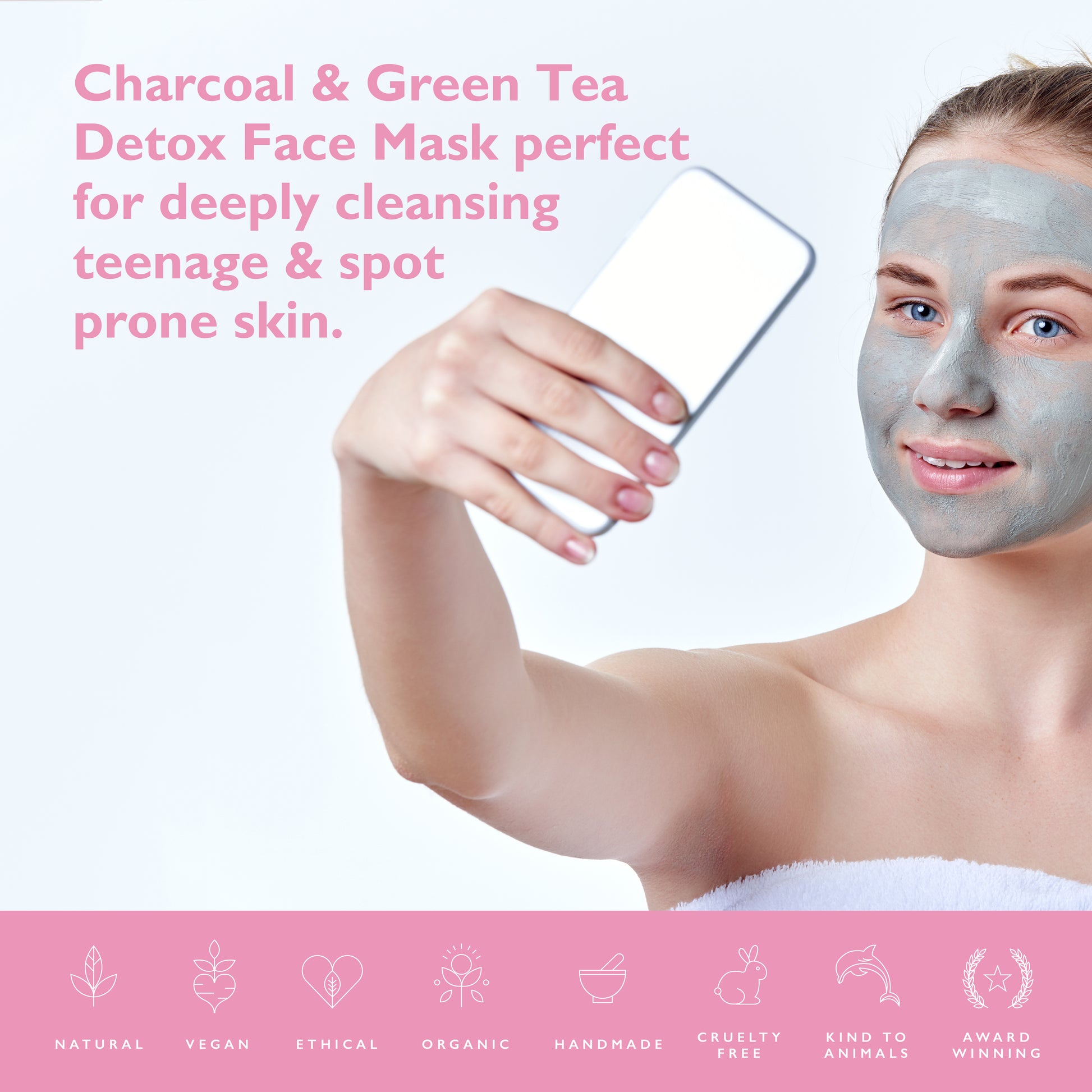 Charcoal & Green Tea Face Mask for Acne, Oily Skin & Deep Cleansing