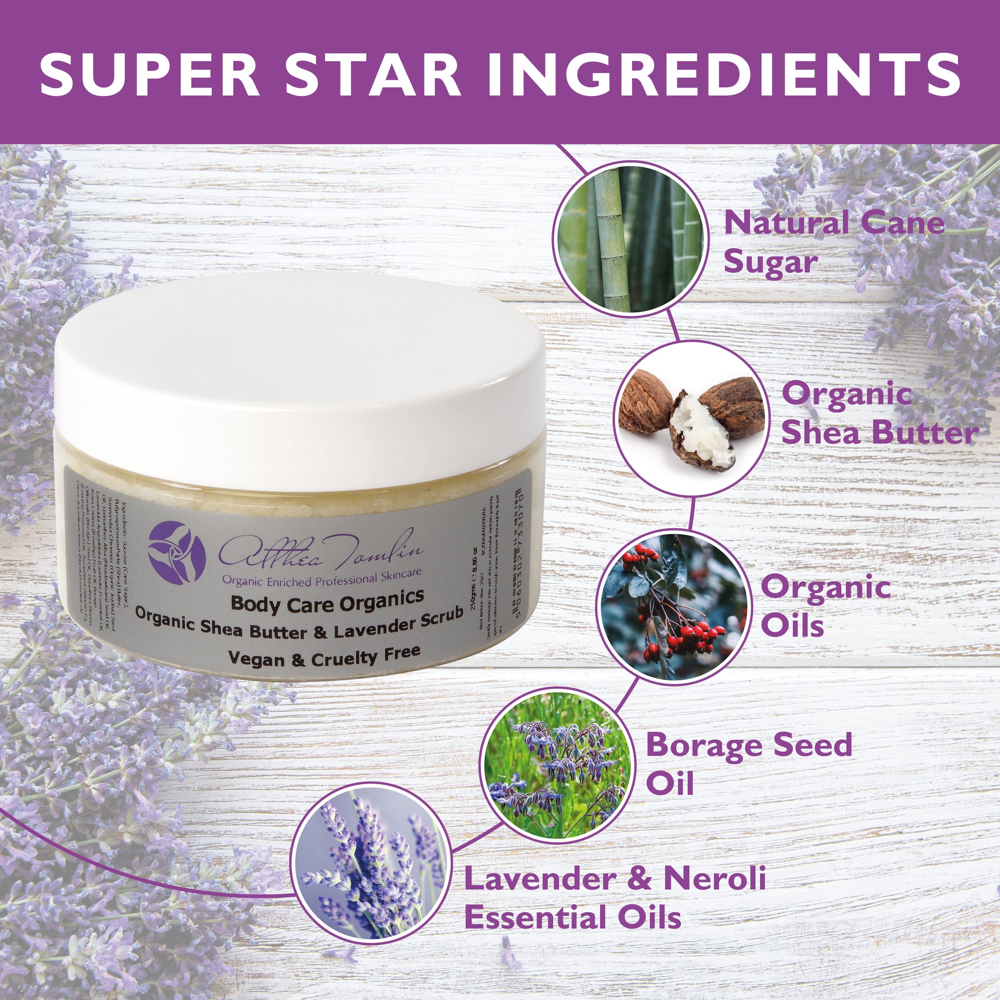 Organic Lavender and Shea Butter Body Scrub | Relaxing Exfoliation