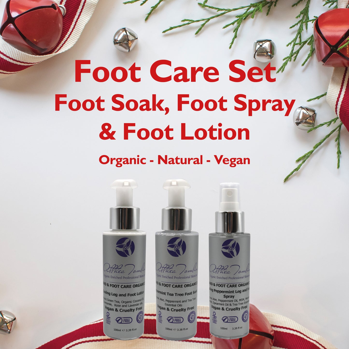 Organic foot care set for dry hard skin on the feet and heels